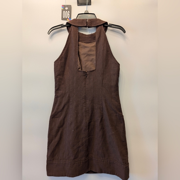 Milly of New York Brown Textured Halter Double Breasted Mini Dress Size 2 - Picture 8 of 14